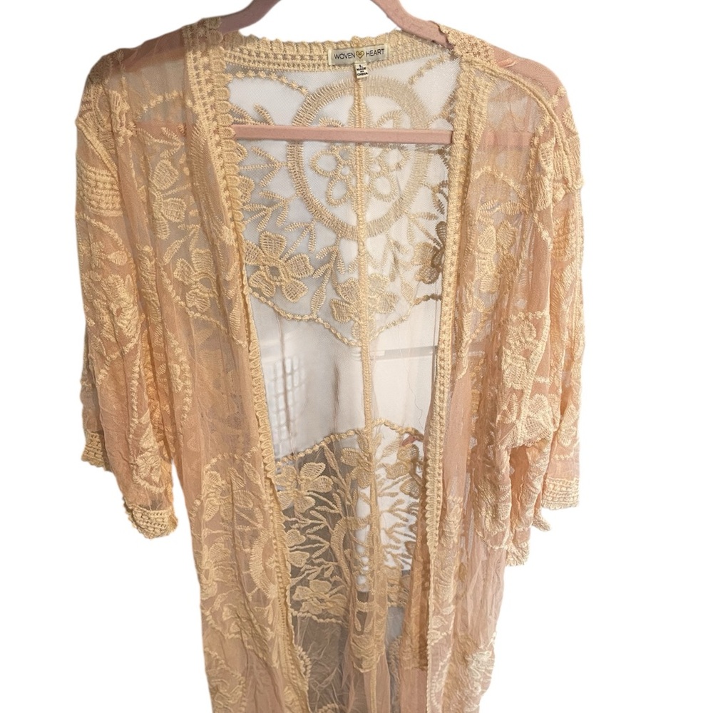 Woven Heart Lace Kimono